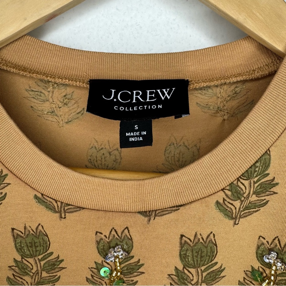 J Crew Collection embellished tonal tulip block print Jersey Top Women’s Small - Picture 4 of 8